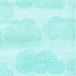 Tissu imprimé bleu vert 50cm